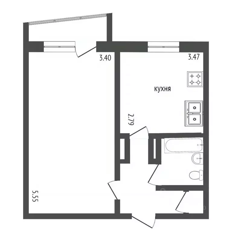 1-к кв. Тюменская область, Тюмень ул. Карла Маркса, 93 (36.9 м) - Фото 2
