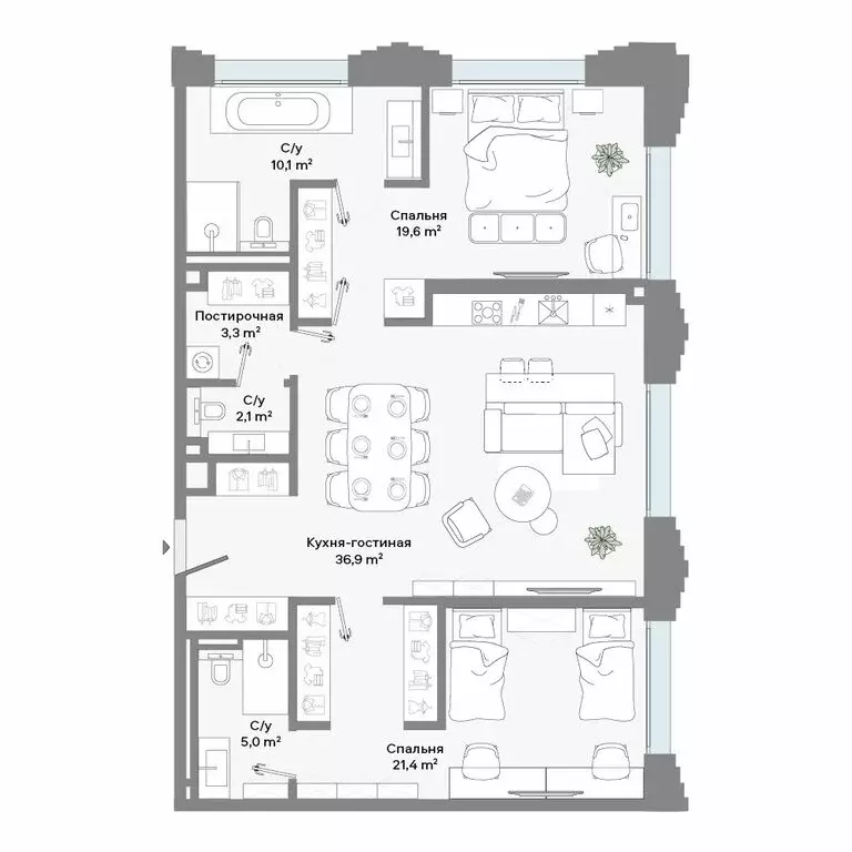 2-комнатная квартира: Москва, Ленинский проспект, 2 (96.1 м) - Фото 1