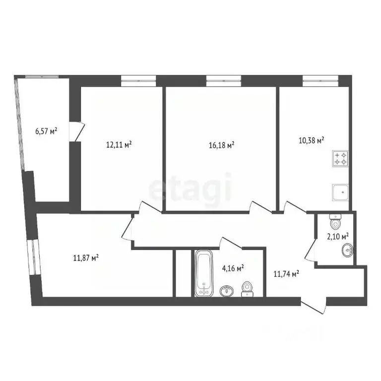 3-к кв. Башкортостан, Уфа Златоустовская ул., 20 (72.6 м) - Фото 1