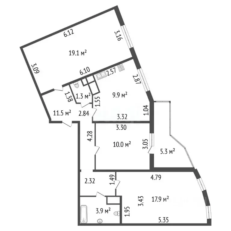 3-к кв. Санкт-Петербург Мебельная ул., 21к1 (73.6 м) - Фото 2