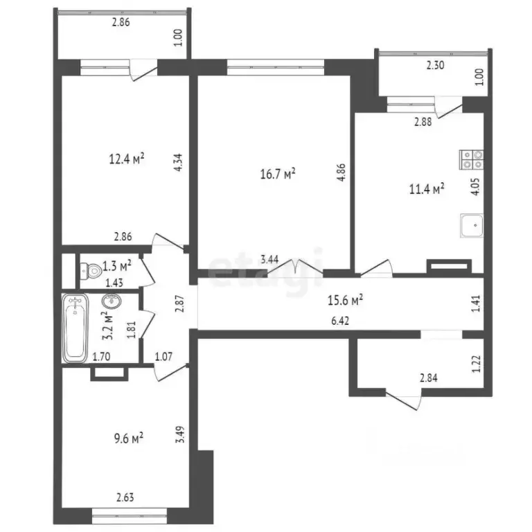 3-к кв. Ульяновская область, Ульяновск бул. Архитекторов, 13к2 (73.2 ... - Фото 2