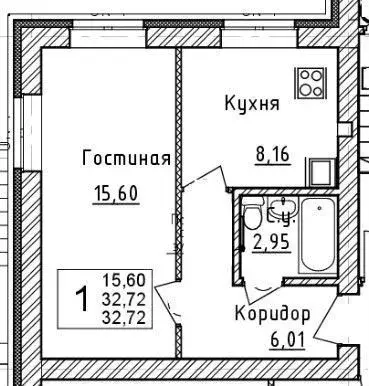 1-к кв. Башкортостан, Благовещенск ул. 50 лет Октября, 7 (33.0 м) - Фото 0