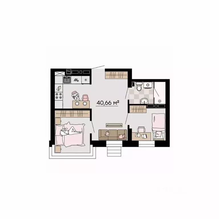 3-к кв. Приморский край, Владивосток ул. Мусоргского, 72/2 (40.66 м) - Фото 1