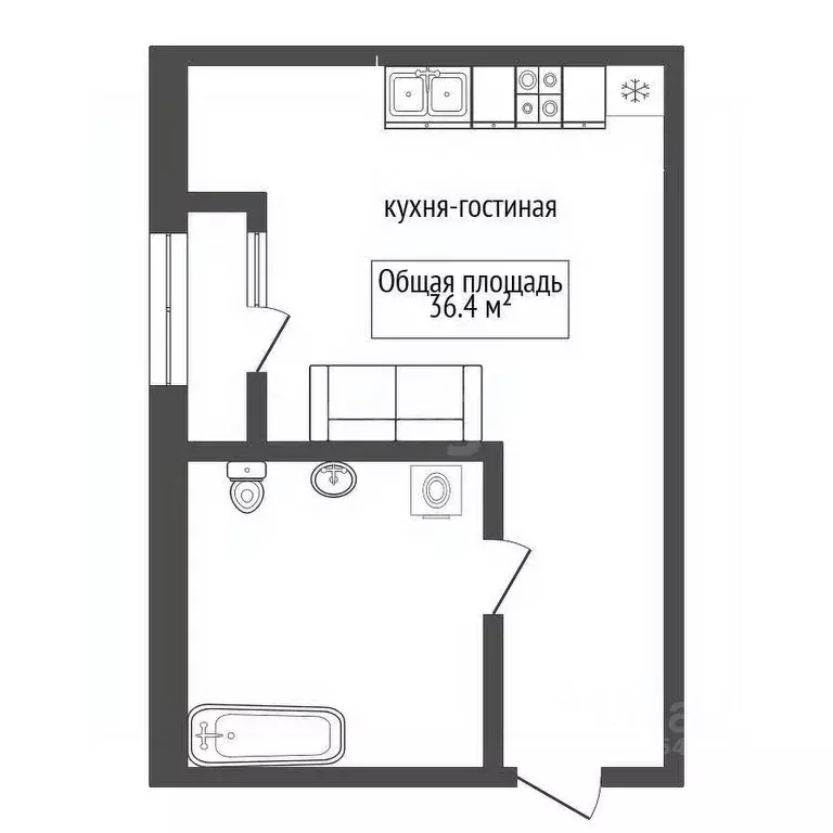 Студия Новосибирская область, Новосибирск ул. Владимира Заровного, ... - Фото 1