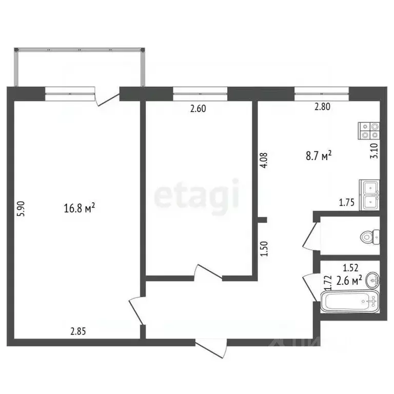 2-к кв. Москва ул. Космонавтов, 14К1 (49.0 м) - Фото 2