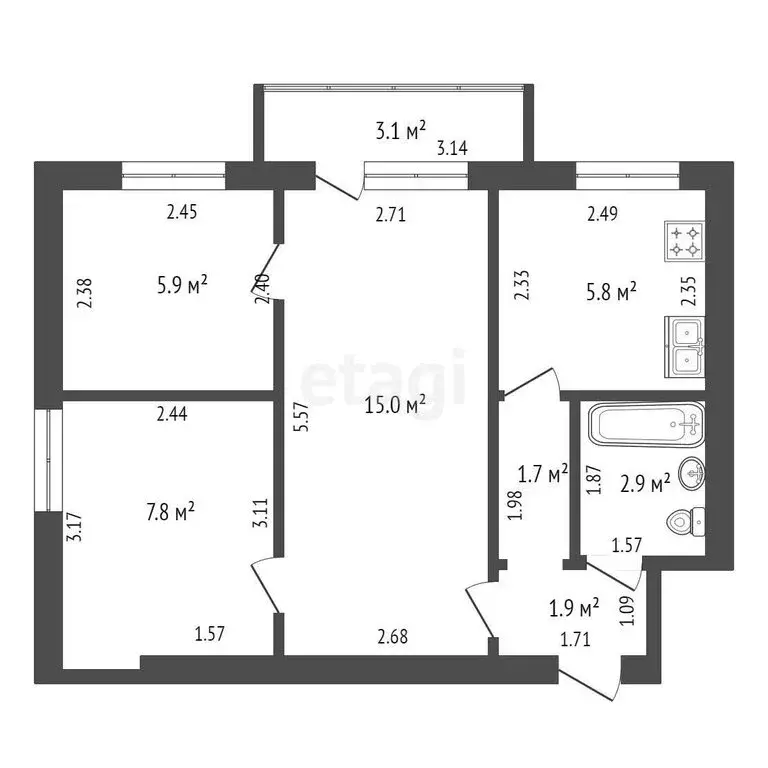 3-комнатная квартира: Тамбов, Мичуринская улица, 96 (41 м) - Фото 0