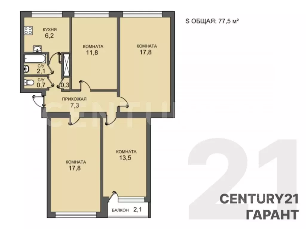 4-к кв. Санкт-Петербург ул. Морской Пехоты, 8К1 (77.5 м) - Фото 2