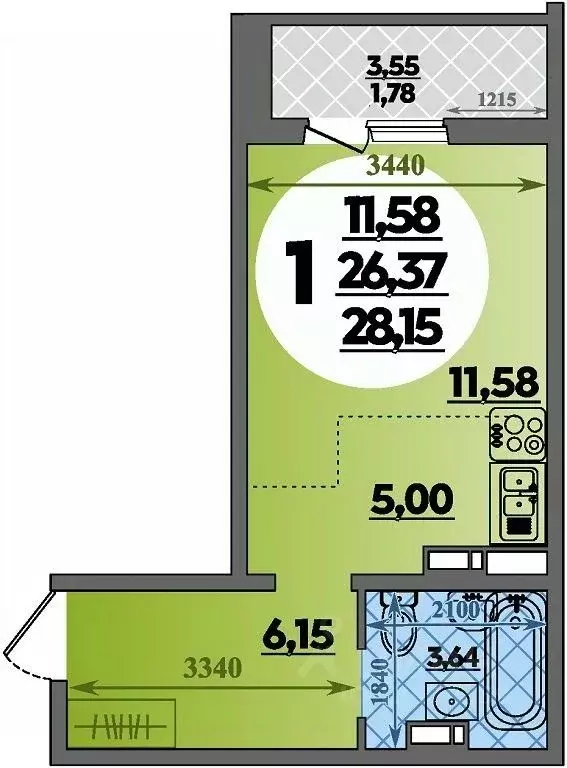 Студия Краснодарский край, Краснодар ул. Генерал-лейтенанта Александра ... - Фото 1