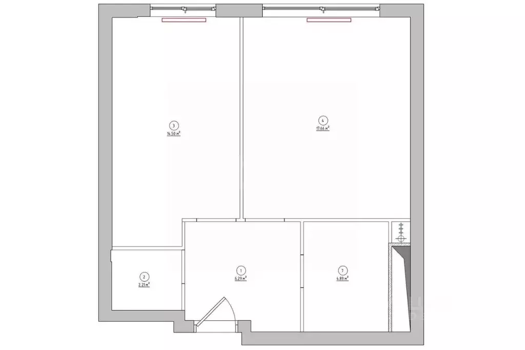 2-к кв. Татарстан, Казань Батталовский жилой комплекс (47.98 м) - Фото 2