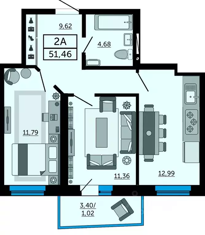 2-к кв. Ростовская область, Ростов-на-Дону Донской Арбат жилой ... - Фото 1