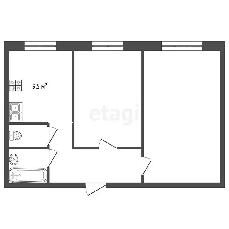 2-комнатная квартира: Рыбинск, Катерская улица, 1 (51 м) - Фото 1