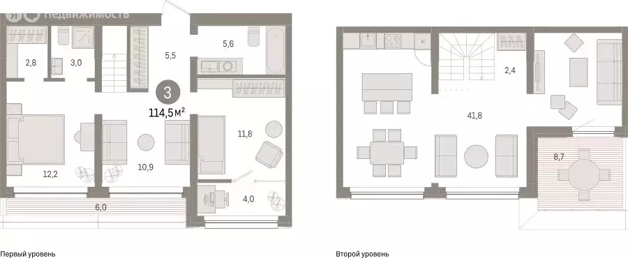 3-комнатная квартира: Тюмень, Мысовская улица, 26к1 (114.48 м) - Фото 0