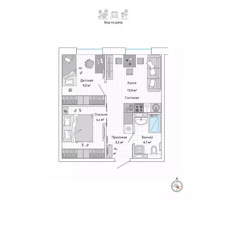 2-к кв. Приморский край, Владивосток Гринвуд жилой комплекс (42.9 м) - Фото 1