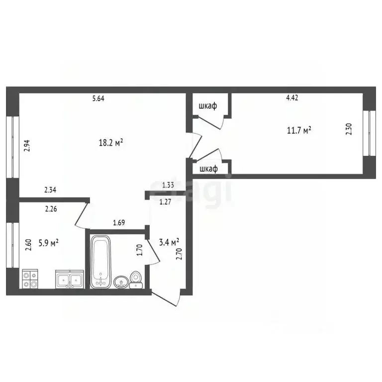 2-к кв. Челябинская область, Челябинск Коммунистическая ул., 10 (43.0 ... - Фото 1