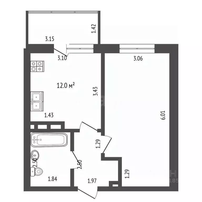 1-к кв. Самарская область, Самара Белорусская ул., 18 (48.0 м) - Фото 1