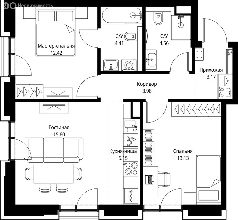 2-комнатная квартира: Москва, ЖК Мира (62.42 м) - Фото 2