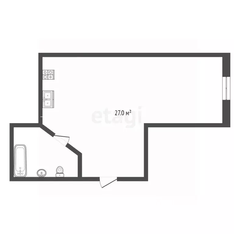 1-к кв. Самарская область, Самара Финская ул., 66 (27.0 м) - Фото 2