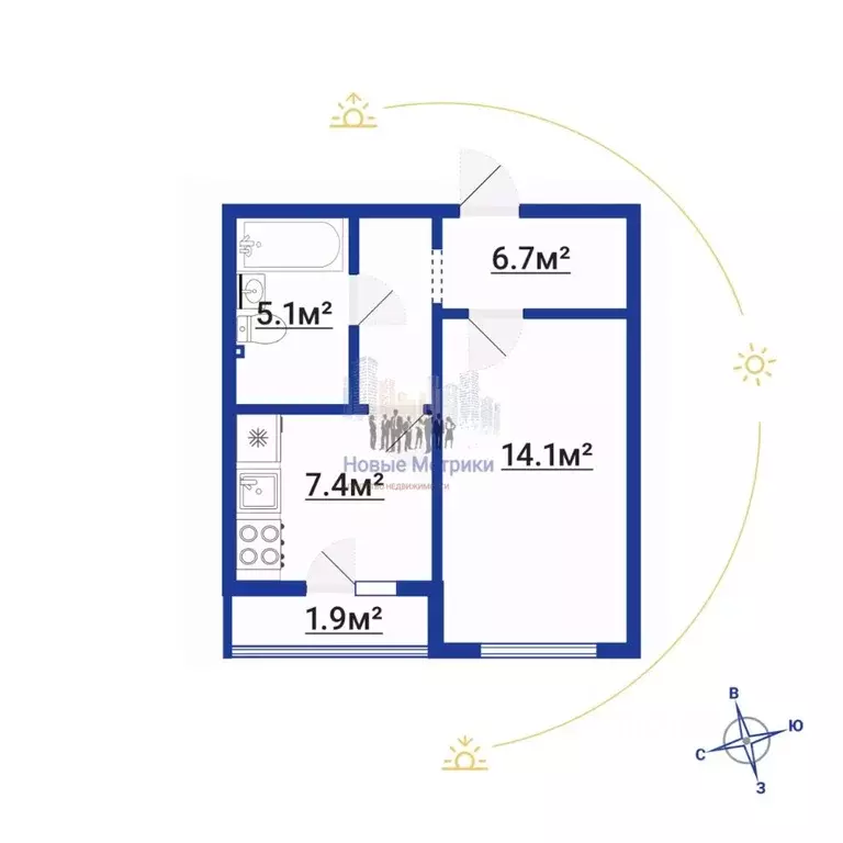 1-к кв. Санкт-Петербург ул. Лидии Зверевой, 3к1 (33.3 м) - Фото 2