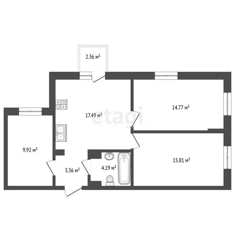 3-комнатная квартира: Евпатория, улица 60 лет ВЛКСМ, 31/3 (66.25 м) - Фото 1