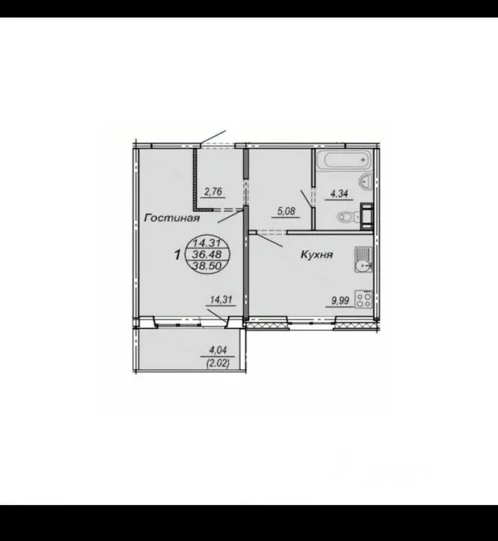 1-к кв. Хабаровский край, Хабаровск Иртышский проезд, 14 (36.2 м) - Фото 2