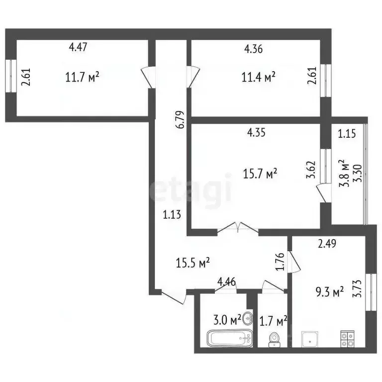 3-к кв. Ямало-Ненецкий АО, Новый Уренгой просп. Губкина, 21 (68.3 м) - Фото 1