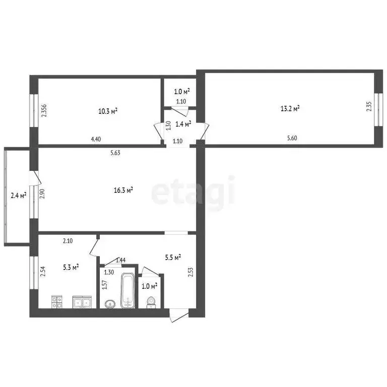 3-комнатная квартира: Самара, Галактионовская улица, 187 (55.9 м) - Фото 0