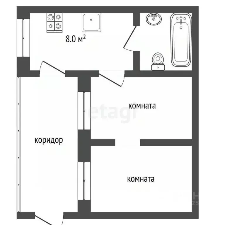 2-к кв. Ставропольский край, Пятигорск ул. Рубина (46.0 м) - Фото 1