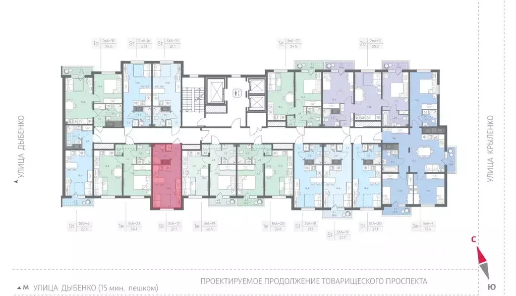 Студия Санкт-Петербург Товарищеский просп., 38Б (21.1 м) - Фото 1