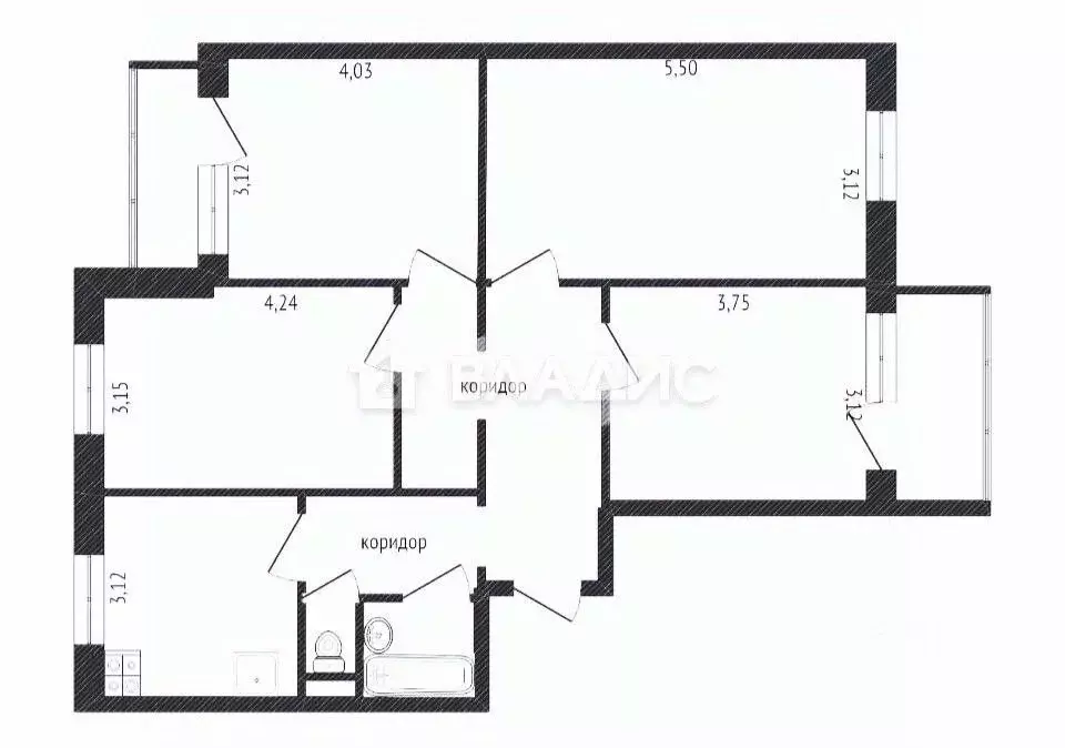 4-к кв. Белгородская область, Белгород ул. Есенина, 16 (85.0 м) - Фото 2