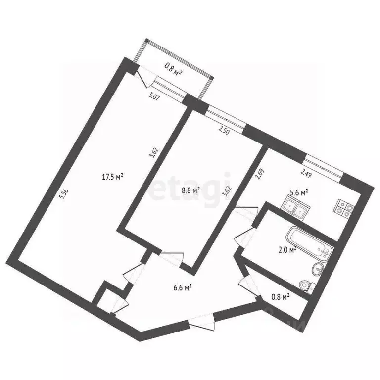 2-к кв. Севастополь ул. Астраханская, 1 (42.32 м) - Фото 2