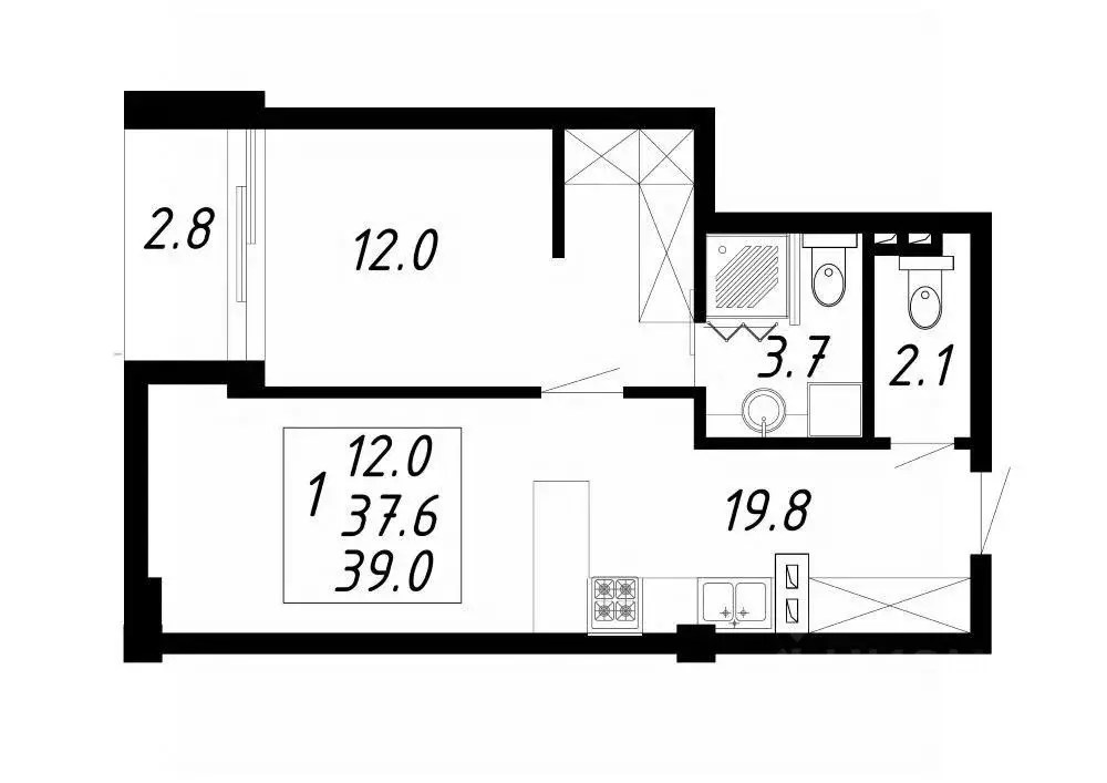 1-к кв. Ставропольский край, Ессентуки Озеро жилой комплекс (39.0 м) - Фото 1