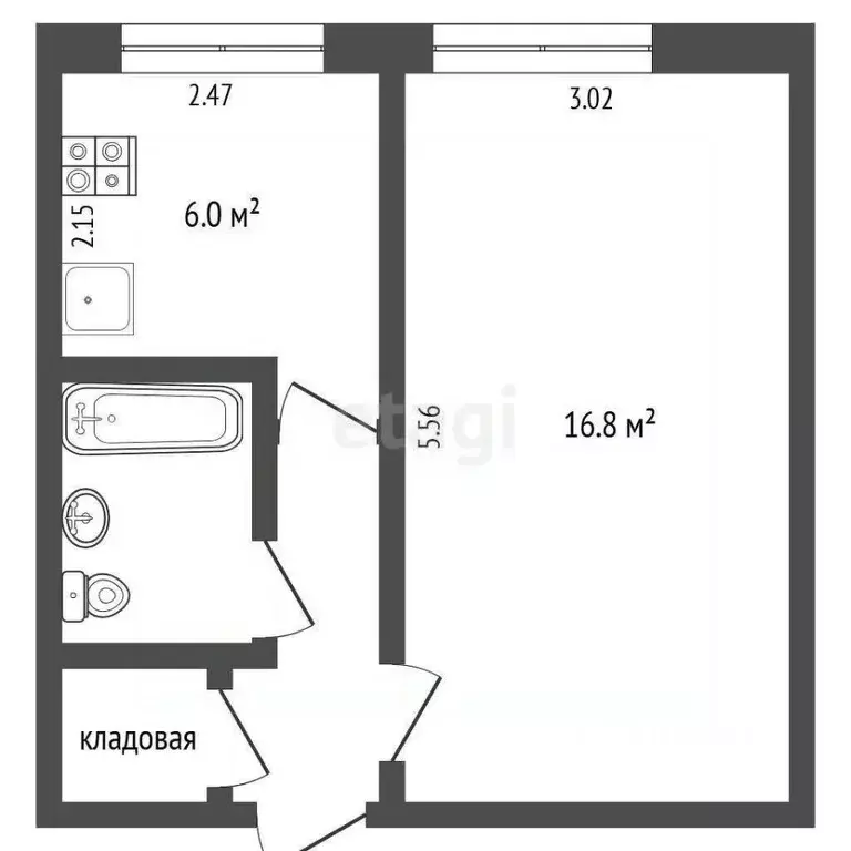 1-к кв. Тюменская область, Тюмень ул. Воровского, 25 (30.0 м) - Фото 2