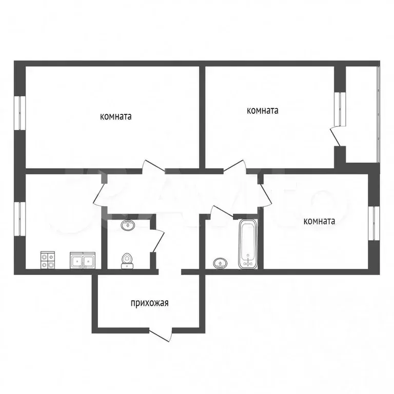 3-к. квартира, 65 м, 8/9 эт. - Фото 0