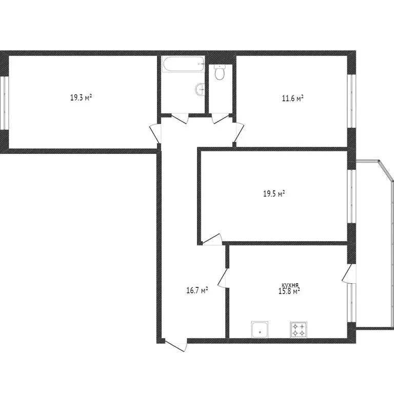 3-комнатная квартира: Тобольск, 7-й микрорайон, 20 (60 м) - Фото 1