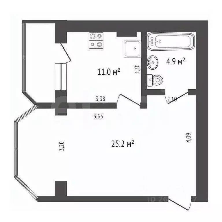 1-к кв. Севастополь ул. Лиговская, 4 (42.0 м) - Фото 2