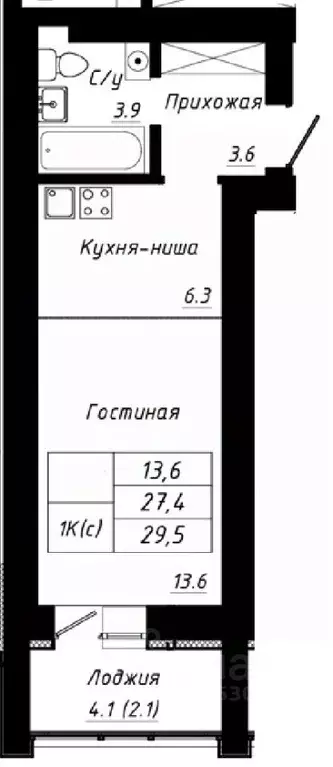 1-к кв. Алтайский край, Барнаул тракт Павловский, 196Ак2 (29.5 м) - Фото 0