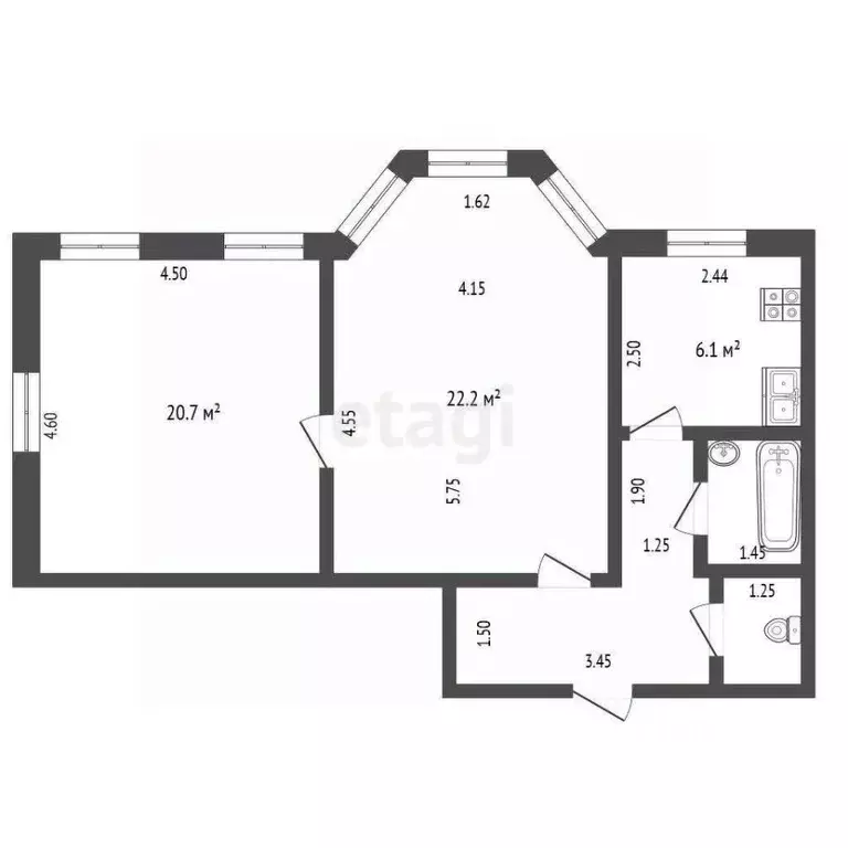 2-к кв. Челябинская область, Копейск ул. Луначарского, 33 (61.3 м) - Фото 1
