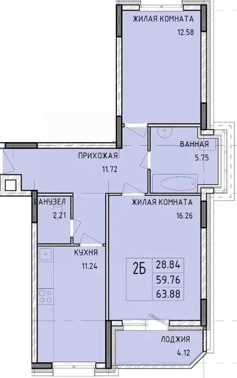 2-к кв. Тульская область, Тула Рязанская ул., 19 (63.88 м) - Фото 0