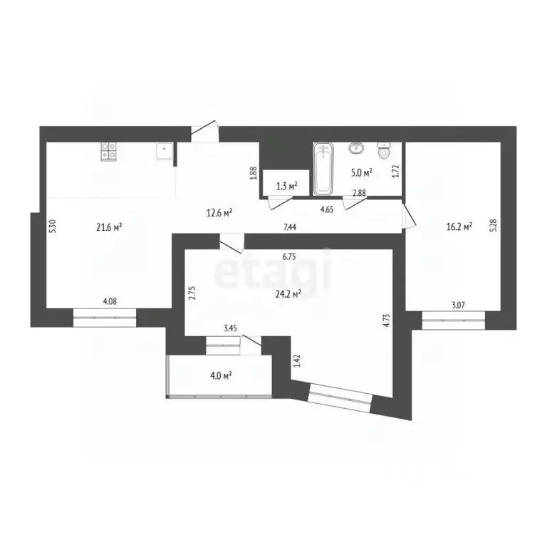 2-к кв. Тюменская область, Тюмень Харьковская ул., 68 (80.9 м) - Фото 2