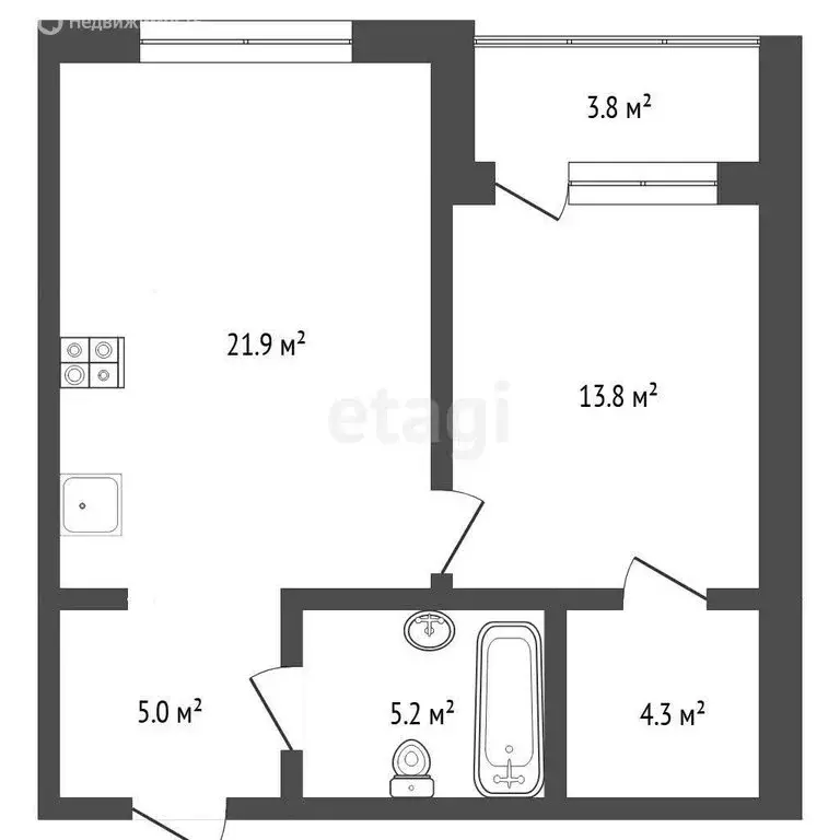 1-комнатная квартира: Тюмень, улица Игоря Комиссарова, 7 (50.3 м) - Фото 1