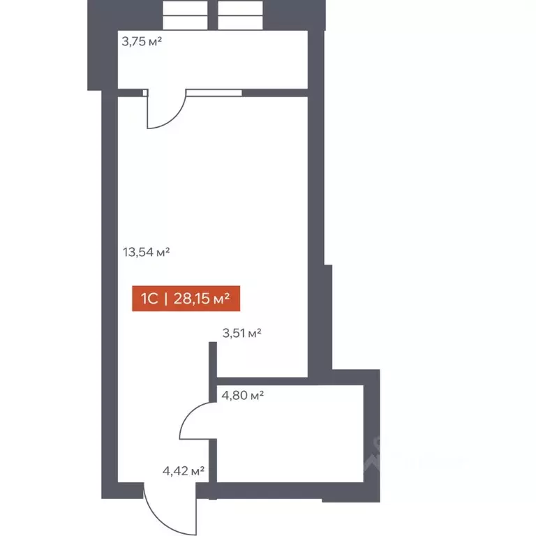 Студия Томская область, Томск Красноармейская ул., 144 (28.15 м) - Фото 1