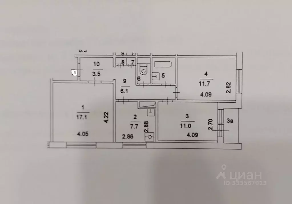 3-к кв. Москва Авиационная ул., 67К1 (63.0 м) - Фото 2