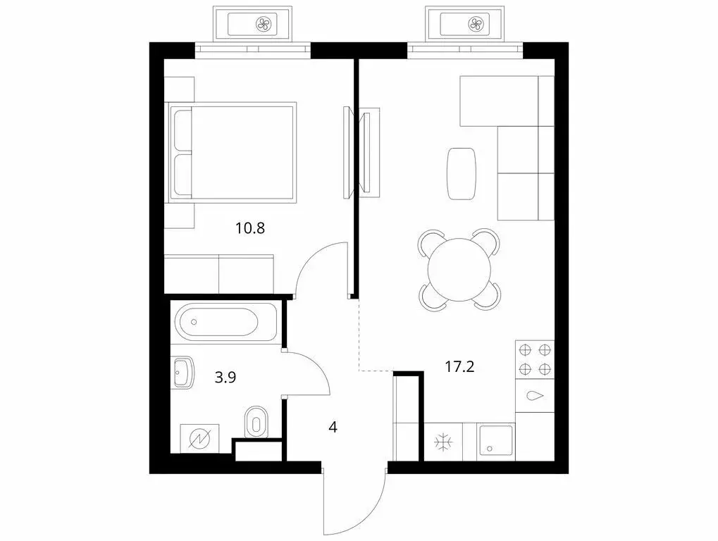 1-комнатная квартира: деревня Утечино, жилой комплекс Савин Парк (35.9 ... - Фото 1