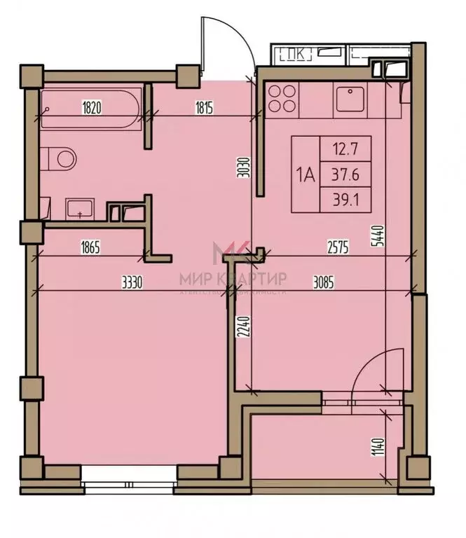 2-комнатная квартира: Абакан, улица Комарова, 7 (39.1 м) - Фото 1