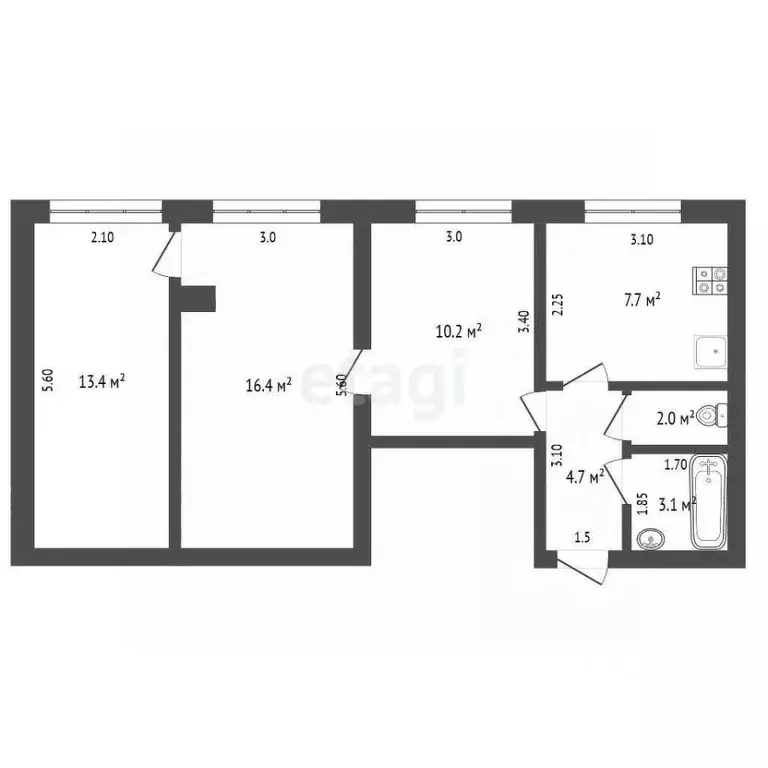 3-к кв. Мордовия, Саранск Студенческая ул., 12 (57.5 м) - Фото 2