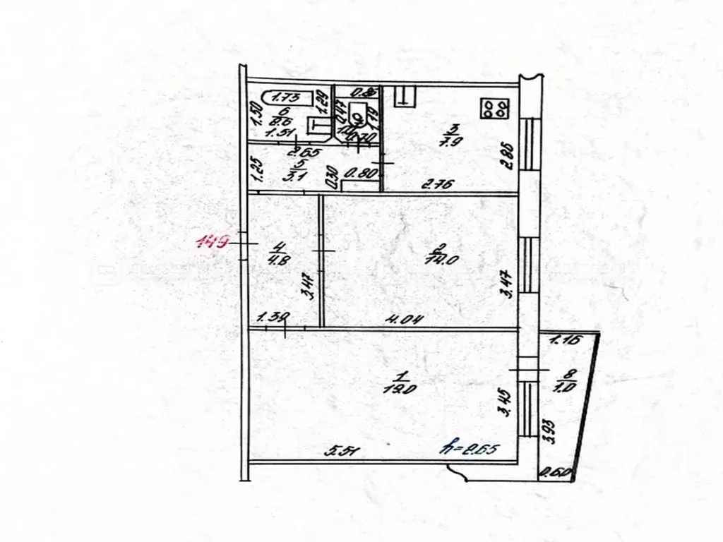2-к кв. Татарстан, Казань ул. Хайдара Бигичева, 24/45 (53.4 м) - Фото 2