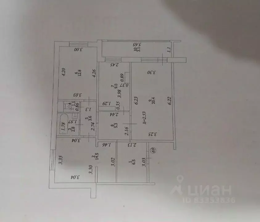 3-к кв. Татарстан, Казань Привокзальная ул., 50 (80.0 м) - Фото 2