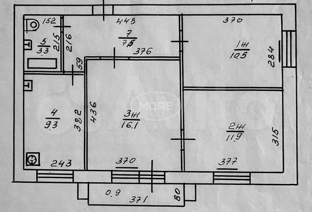 3-к. квартира, 59,5 м, 2/5 эт. - Фото 0