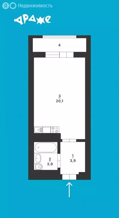 Квартира-студия: Екатеринбург, Студенческая улица, 80 (27.9 м) - Фото 2