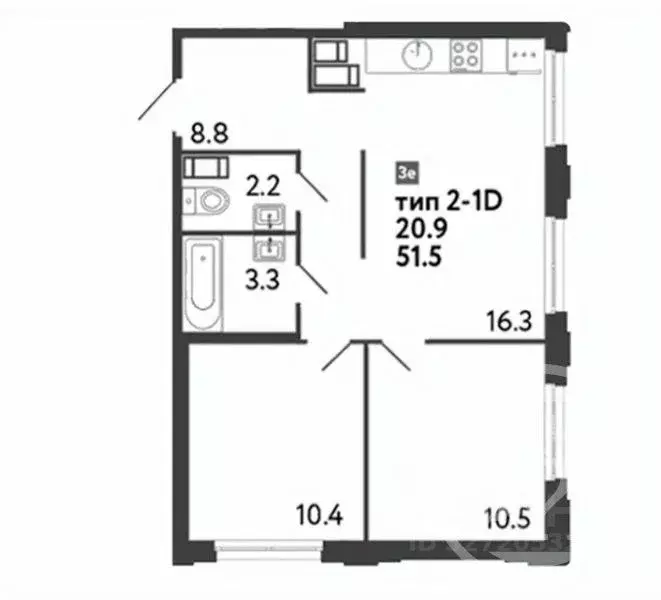1-к кв. Санкт-Петербург ул. Шостаковича, 3к1 (51.5 м) - Фото 1